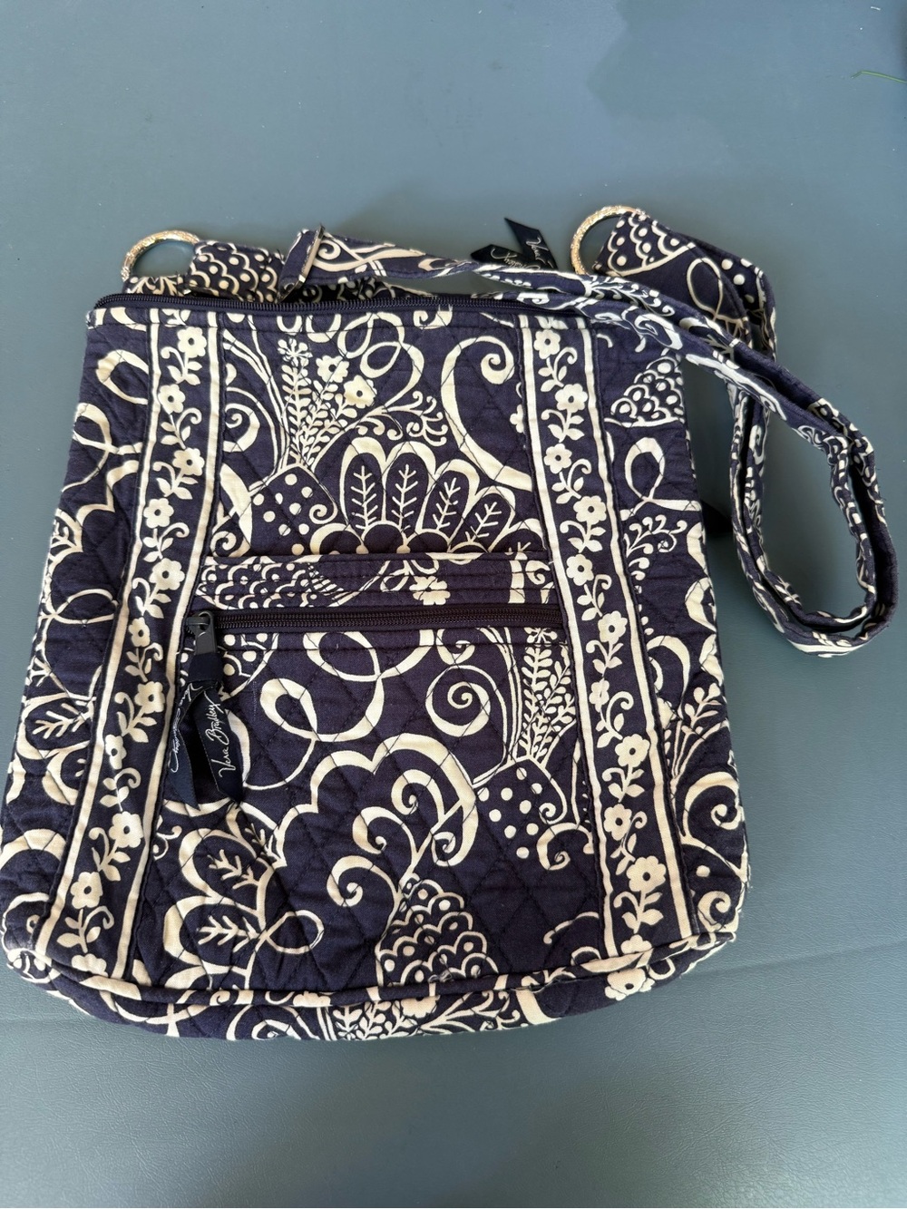 Vera Bradley Quilted Floral Crossbody - Navy & Cream